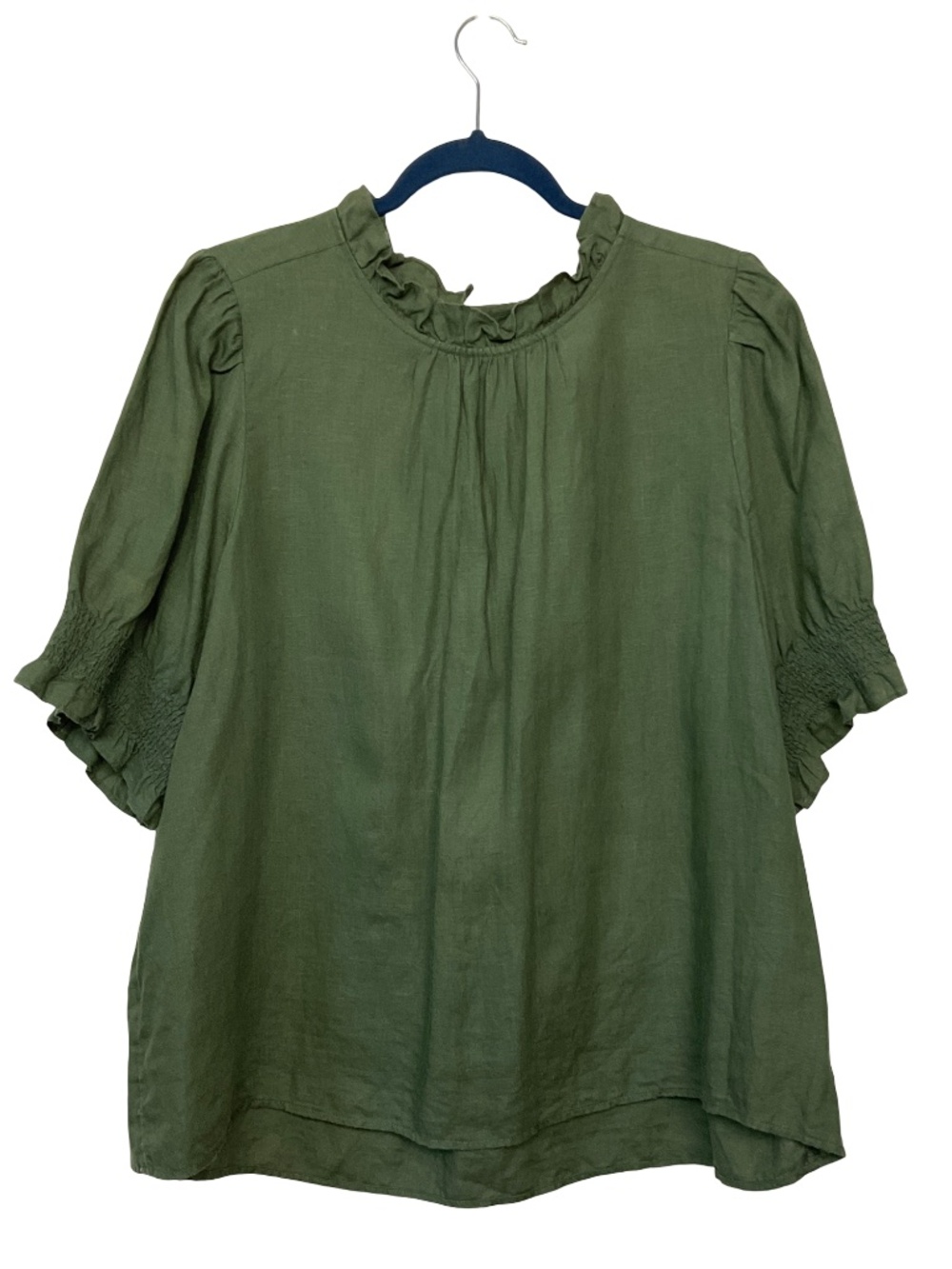J. Crew Smocked Puff-Sleeve Linen Top